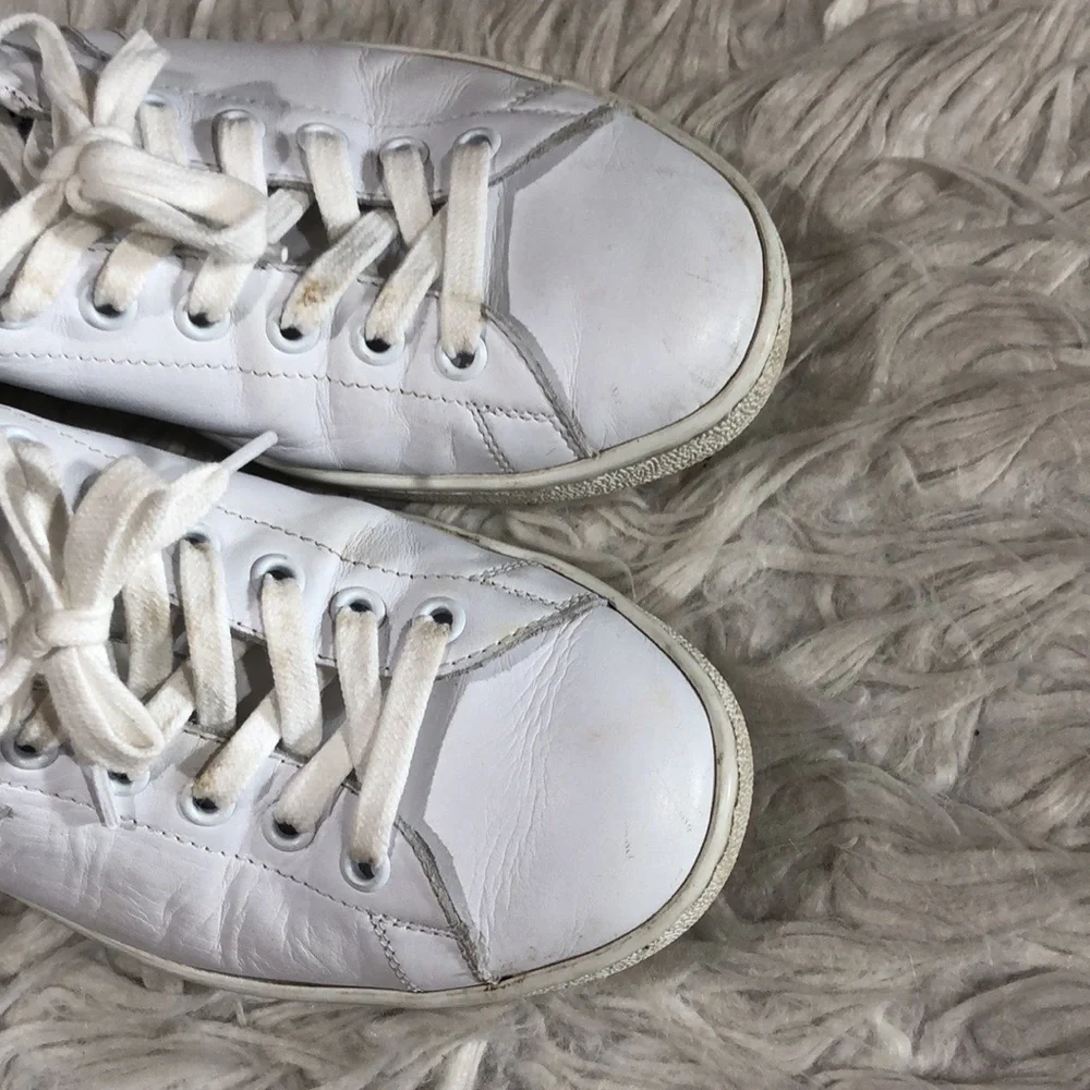Re/done 70s Leather Tennis White Ankle Sneakers